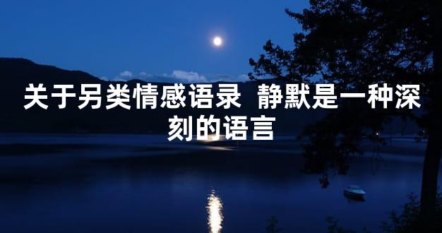 关于另类情感语录  静默是一种深刻的语言